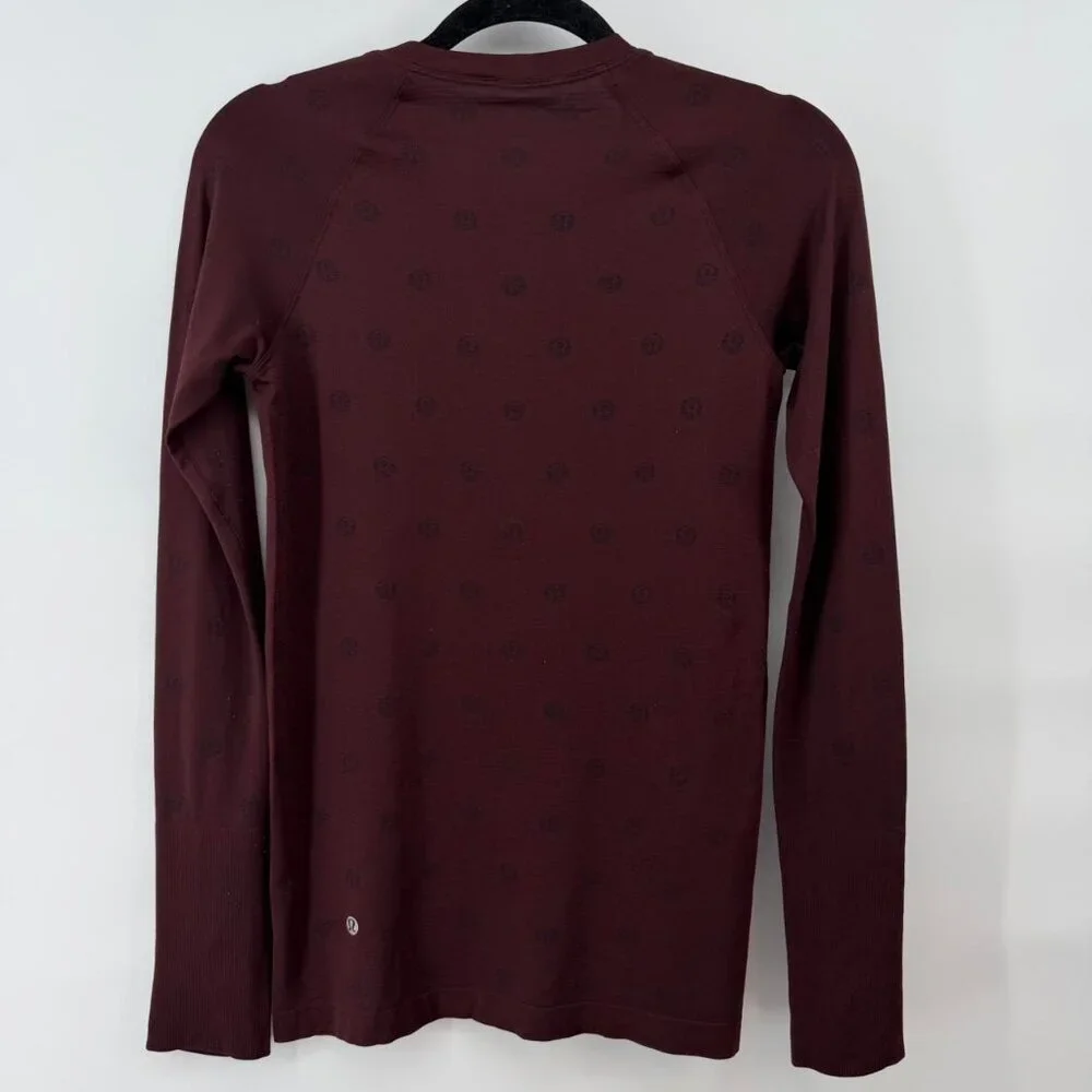 Lululemon Swiftly Tech Long Sleeve Shirt 2.0 Yogo Pop Cassis/Black Sz 6